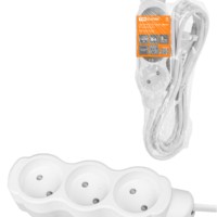 Удлинитель сетевой Люкс УЛ3 3-м 1.5м б/з с з/ш ПВС 2х0,75 мм2 10А/250В бело-серый TDM