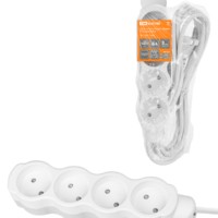 Удлинитель сетевой Люкс УЛ4 4-м 1.5м б/з с з/ш ПВС 2х0,75 мм2 10А/250В бело-серый TDM