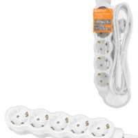 Удлинитель сетевой Люкс УЛ05 5-м 5м с/з с з/ш ПВС 3х1мм2 16А/250В бело-серый TDM