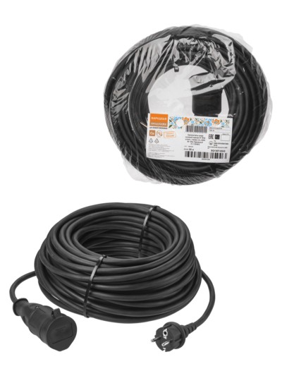 Удлинитель-шнур силовой каучук, КГ, IP44, штепс. гнездо с/з, 3500 Вт, 40 м Народный