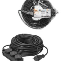 Удлинитель-шнур силовой каучук, КГ, IP44, 3 гнезда с/з, 3500 Вт, 40 м Народный