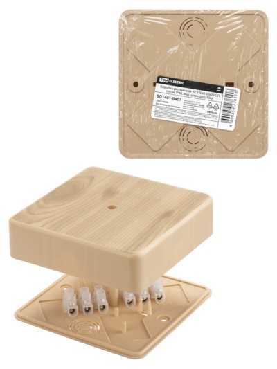 Коробка КМЭР ОП 100х100х29мм сосна IP40 TDM SQ1401-0407