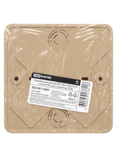 Коробка КМЭР ОП 100х100х29мм сосна IP40 TDM SQ1401-0407 — изображение 7