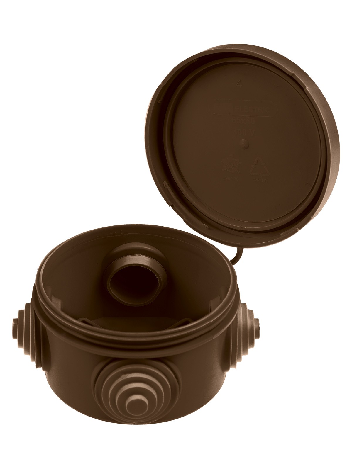 Коробка КМЭР ОП d65х40мм крышка "ЭКО" венге IP54 4вх. TDM SQ1401-0601 — изображение 6