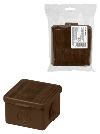 Коробка КМЭР ОП 65х65х50мм крышка “ЭКО” венге IP54 4вх. TDM SQ1401-0611