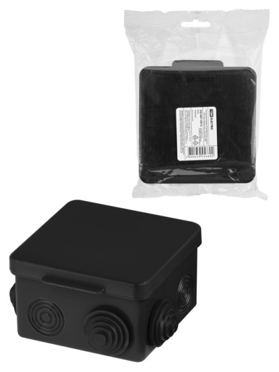 Коробка КМЭР ОП 80х80х50мм крышка IP54 7вх. черная TDM SQ1401-0912