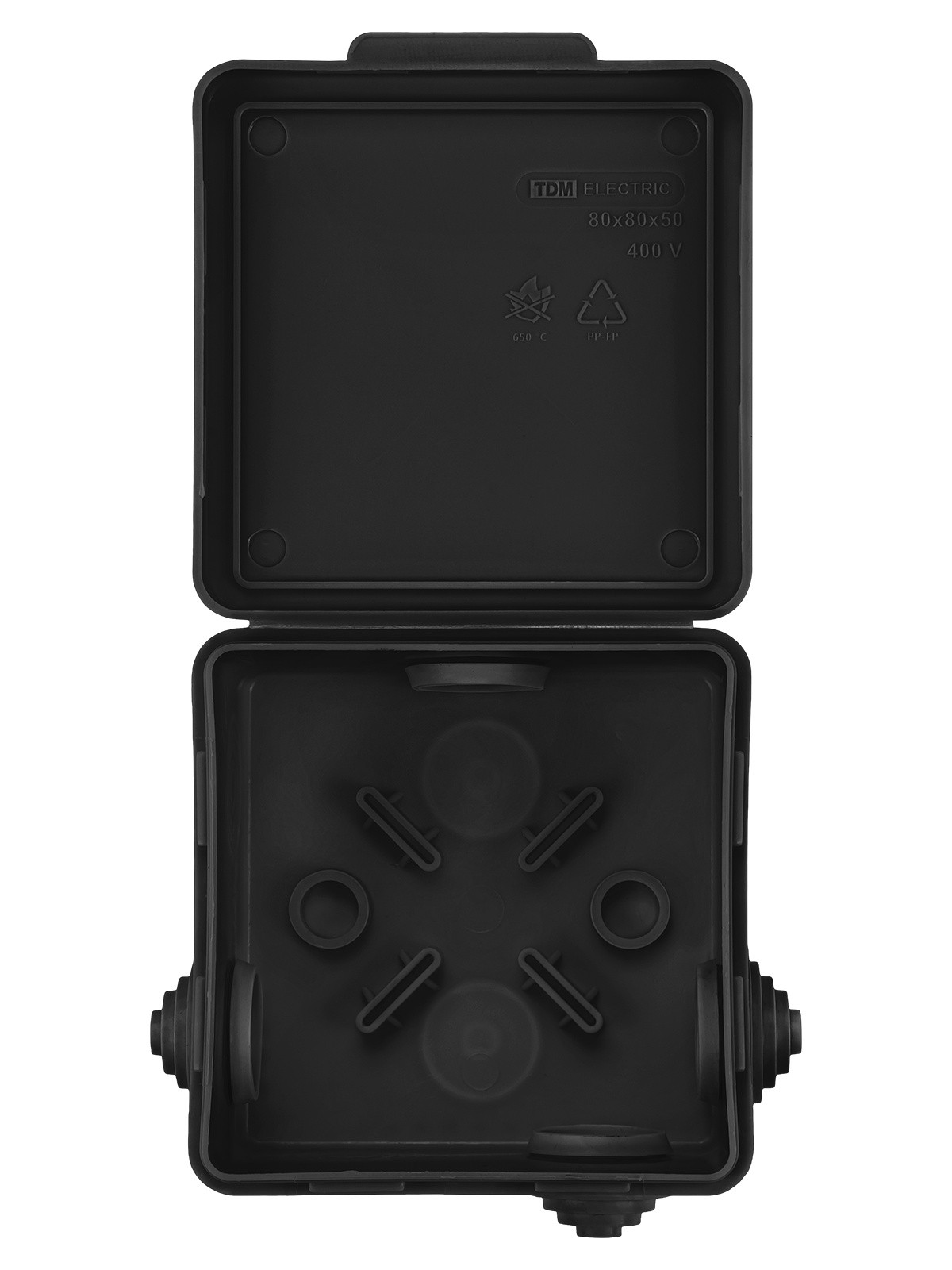 Коробка КМЭР ОП 80х80х50мм крышка IP54 7вх. черная TDM SQ1401-0912 — изображение 3