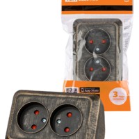 Розетка угловая двойная 2П открытой установки с з/ш IP20 250В 10А бронза “Ладога” TDM