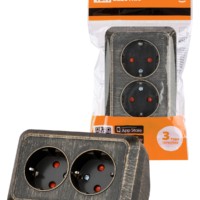 Розетка угловая двойная 2П+3 открытой установки с з/ш IP20 250В 16А бронза “Ладога” TDM