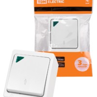 Переключатель на 2 направления 1-кл. с подсветкой открытой установки IP54 10А белый “Вуокса” TDM