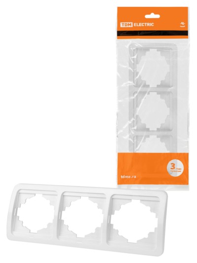 Рамка 3-ая горизонтальная белая “Валдай” TDM