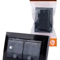 Розетка двойная 2П+З с защ. шт. и прозрачной крышкой 16А 250В IP44 антрацит “Таймыр” TDM