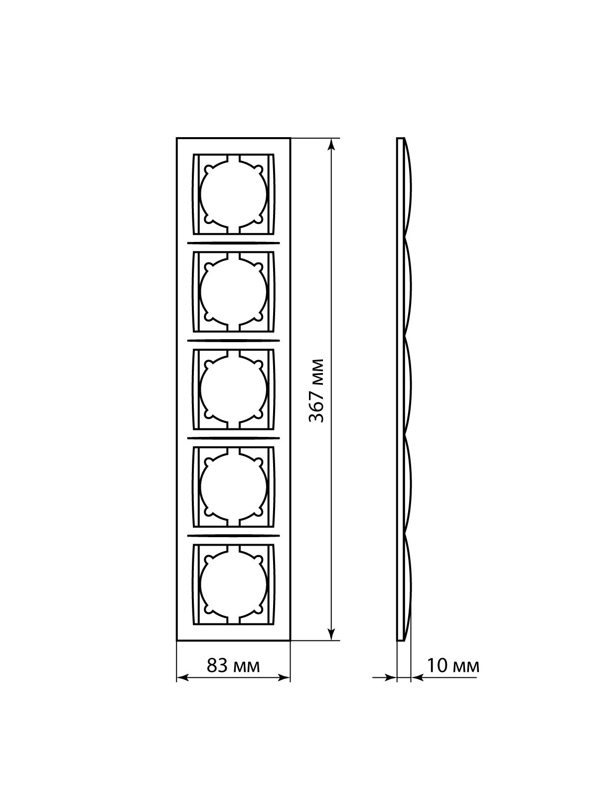 Рамка 5-ти постовая горизонтальная белая "Лама" TDM — изображение 5
