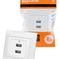 Розетка 2USB порт 2,1А 5В белая “Лама” TDM