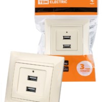 Розетка 2USB порт 2,1А 5В сл. кость “Лама” TDM