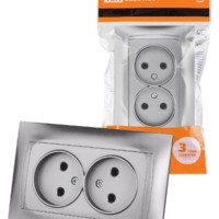 Розетка двойная 2П 10А 250В серебр. металлик “Лама” TDM