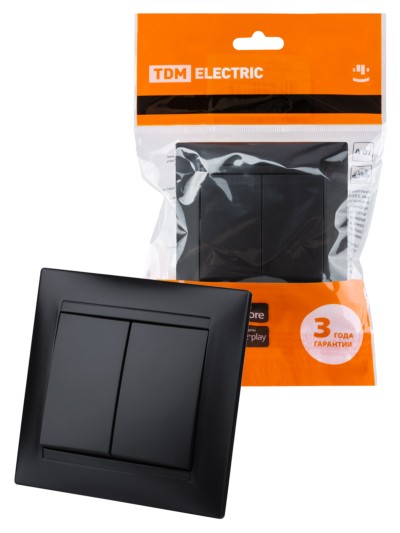 Выключатель 2кл. 10А графит Лама TDM