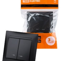 Выключатель 2кл. с подсветкой 10А графит Лама TDM