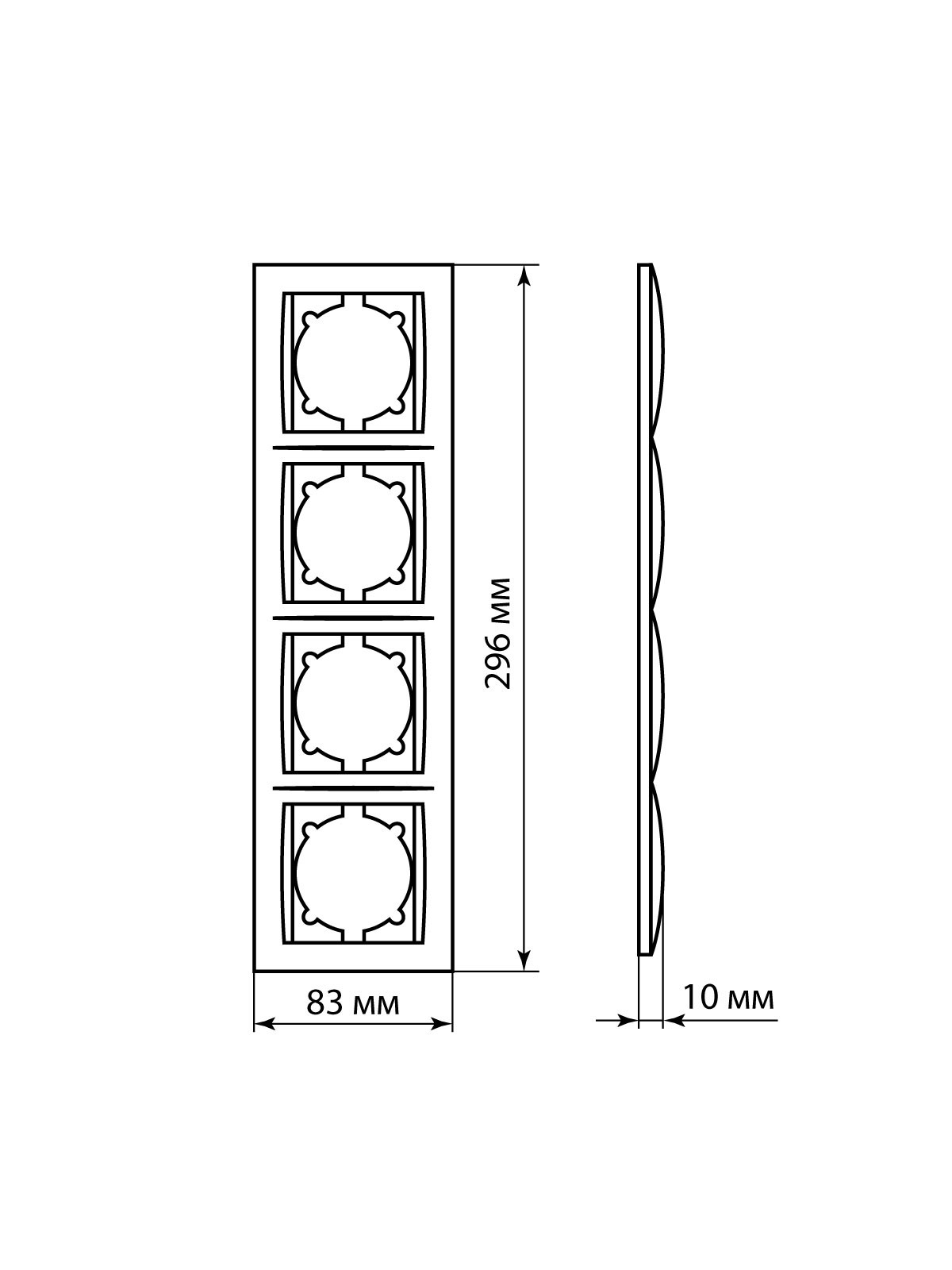 Рамка 4-х постовая вертикальная старинное серебро "Лама" TDM — изображение 6