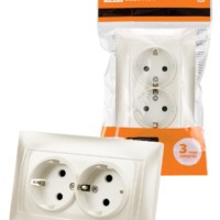 Розетка двойная 2П+З 16А 250В  перламутр “Лама” TDM