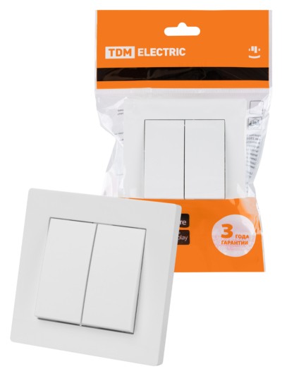Выключатель 2-х кл. 10А белый “Сенеж” TDM