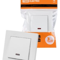 Выключатель 1 кл. с подсветкой 10А белый “Сенеж” TDM