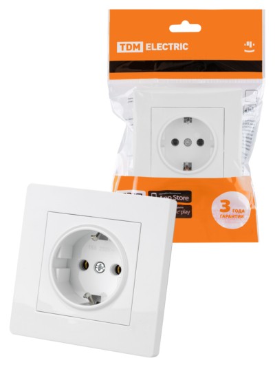 Розетка 2П+З 16А 250В белая “Сенеж” TDM