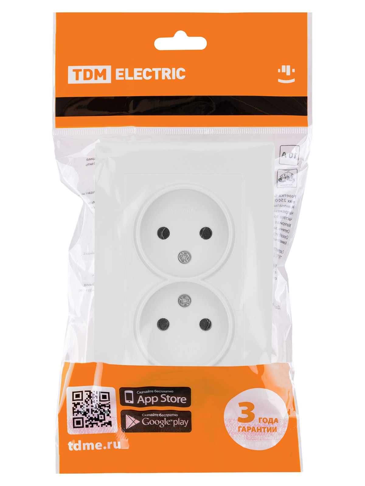 Розетка двойная 2П 10А 250В белая "Сенеж" TDM — изображение 5