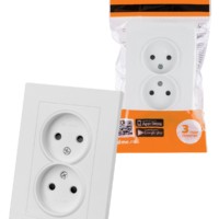 Розетка двойная 2П 10А 250В с защ. шт. белая “Сенеж” TDM