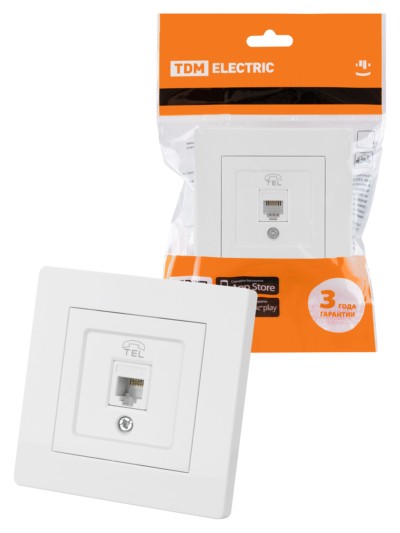 Розетка телефонная RJ11 белая “Сенеж” TDM