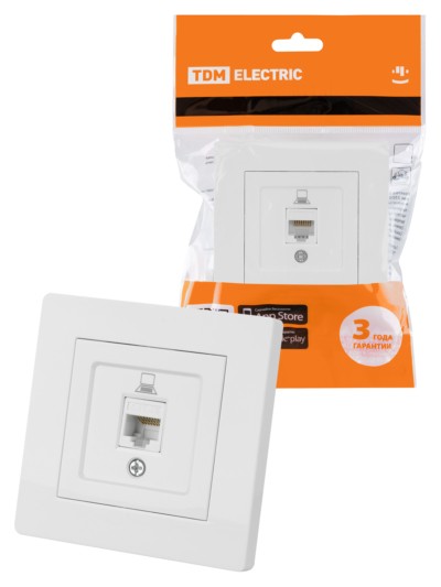 Розетка компьютерная RJ45 белая “Сенеж” TDM