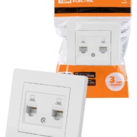 Розетка компьютерная двойная RJ45 белая “Сенеж” TDM