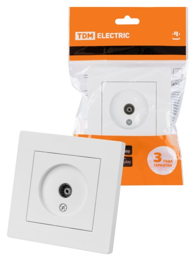 Розетка телевизионная простая (0-2400МГц, “мама”) белая “Сенеж” TDM