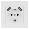 Розетка 2П+З 16А 250В + 2 USB порта 2,1А 5В белая "Сенеж" TDM