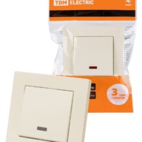 Выключатель 1 кл. с подсветкой 10А сл. кость “Сенеж” TDM