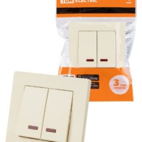 Выключатель 2 кл. с подсветкой 10А сл. кость “Сенеж” TDM