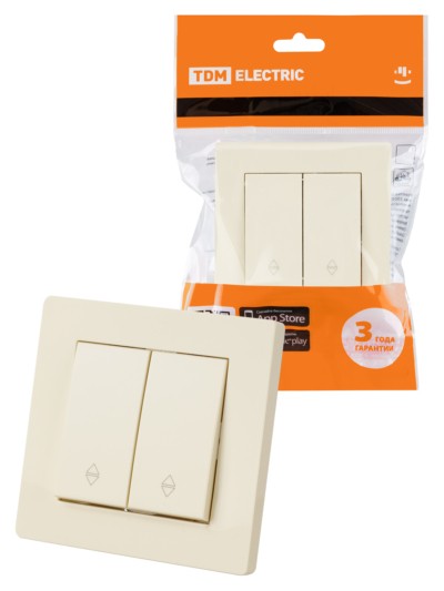 Выключатель на 2 направления 2 кл. 10А сл. кость “Сенеж” TDM
