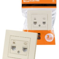 Розетка телефонная RJ11 + компьютерная RJ45 сл. кость “Сенеж” TDM