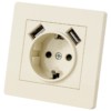 Розетка 2П+З 16А 250В + 2 USB порта 2,1А 5В сл. кость "Сенеж" TDM