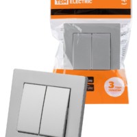 Выключатель 2-х кл. 10А серебр. металлик “Сенеж” TDM