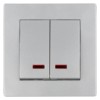 Выключатель 2 кл. с подсветкой 10А серебр. металлик "Сенеж" TDM