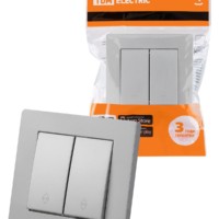 Выключатель на 2 направления 2 кл. 10А серебр. металлик “Сенеж” TDM