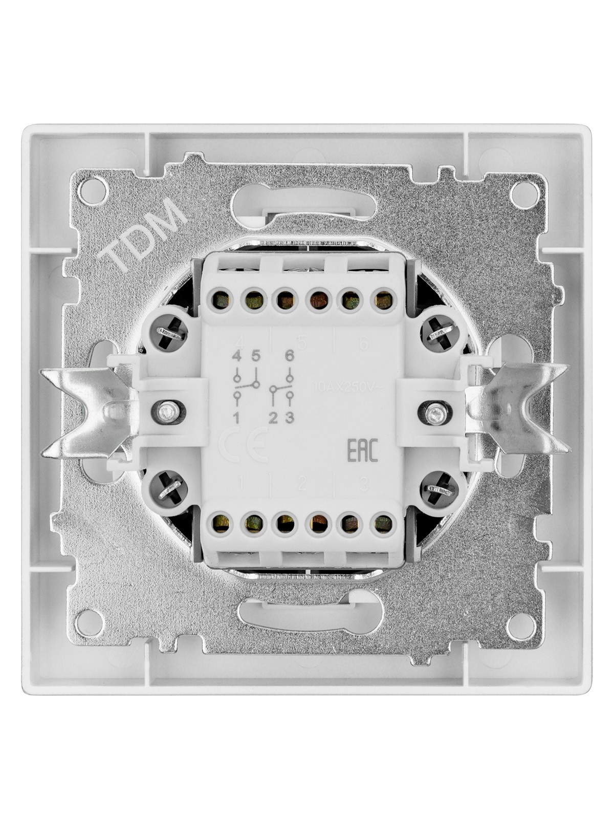 Выключатель на 2 направления 2 кл. 10А серебр. металлик "Сенеж" TDM — изображение 4