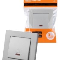 Кнопка звонка с подсветкой 6А серебр. металлик “Сенеж” TDM