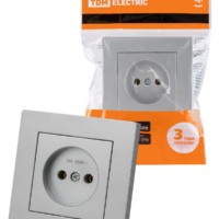 Розетка 2П 10А 250В серебр. металлик “Сенеж” TDM