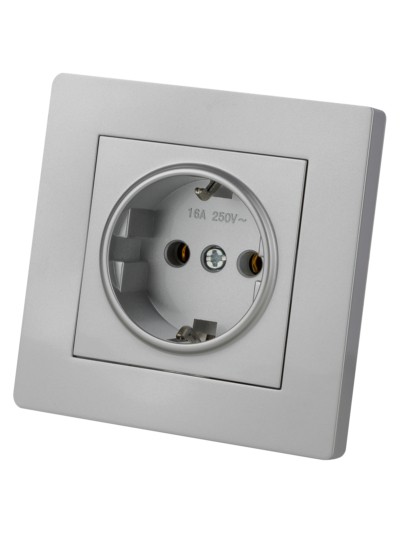Розетка 2П+З 16А 250В серебр. металлик "Сенеж" TDM — изображение 2