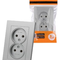 Розетка двойная 2П 10А 250В серебр. металлик “Сенеж” TDM