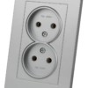 Розетка двойная 2П 10А 250В серебр. металлик "Сенеж" TDM