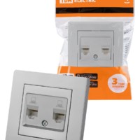 Розетка компьютерная двойная RJ45 серебр. металлик “Сенеж” TDM
