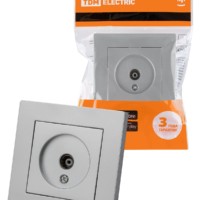 Розетка телевизионная простая (0-2400МГц, “мама”) серебр. металлик “Сенеж” TDM